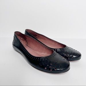 Corso Como Black Leather Perforated Flats Shoes Women’s Size 8